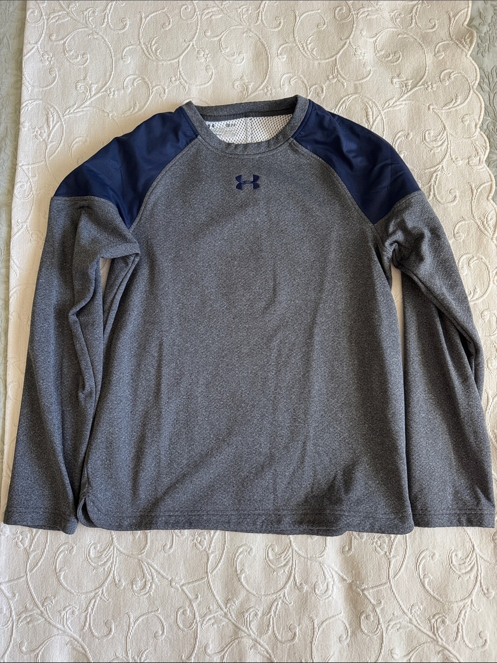 Under Armour Gray and Navy Raglan Long Sleeve Performance Tee